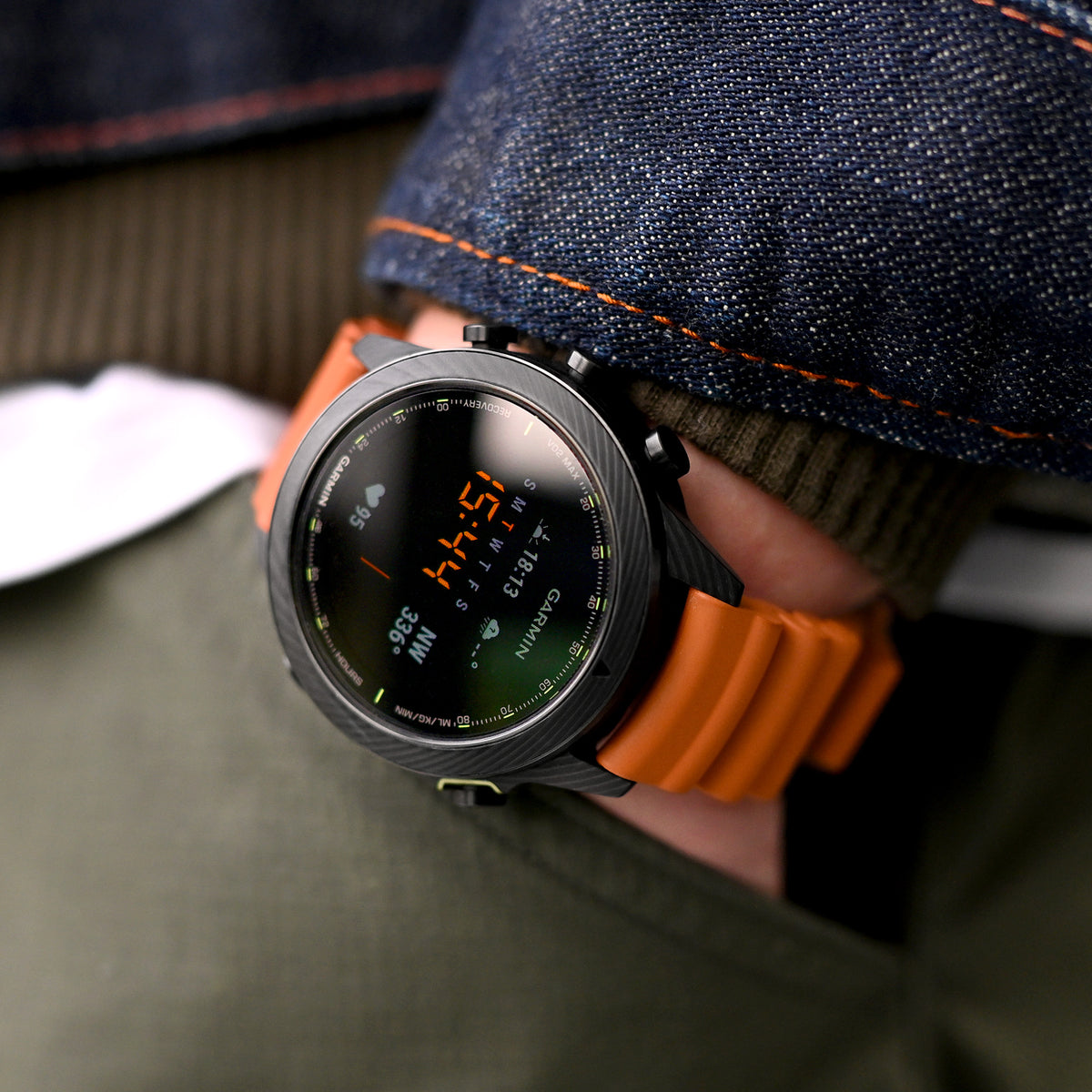 Q.R. Firewave Resilient Curved End FKM rubber Watch Strap, Burnt Orange
