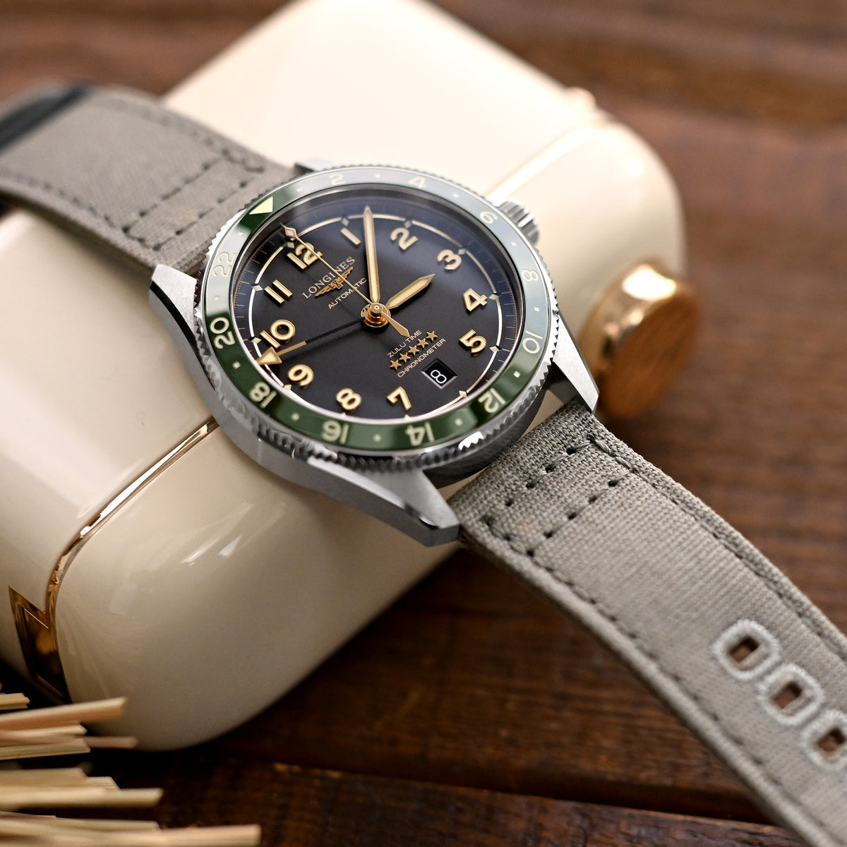 Khaki Green Quick Release Canvas Watch Strap, 22mm or 20mm