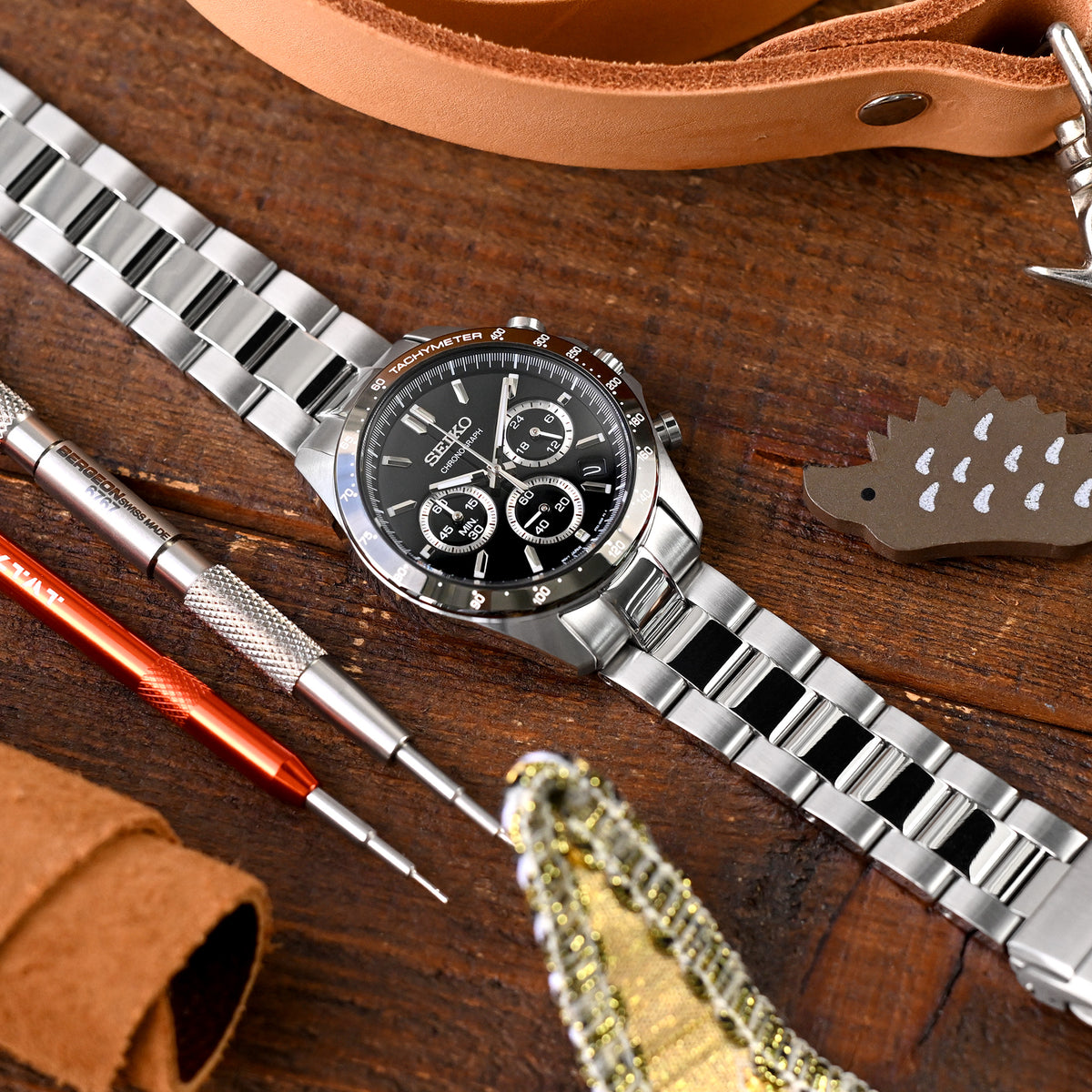 20mm Super-O Boyer Watch Band for Seiko Cocktail SSA345, 316L Stainless Steel Brushed and Polished V-Clasp