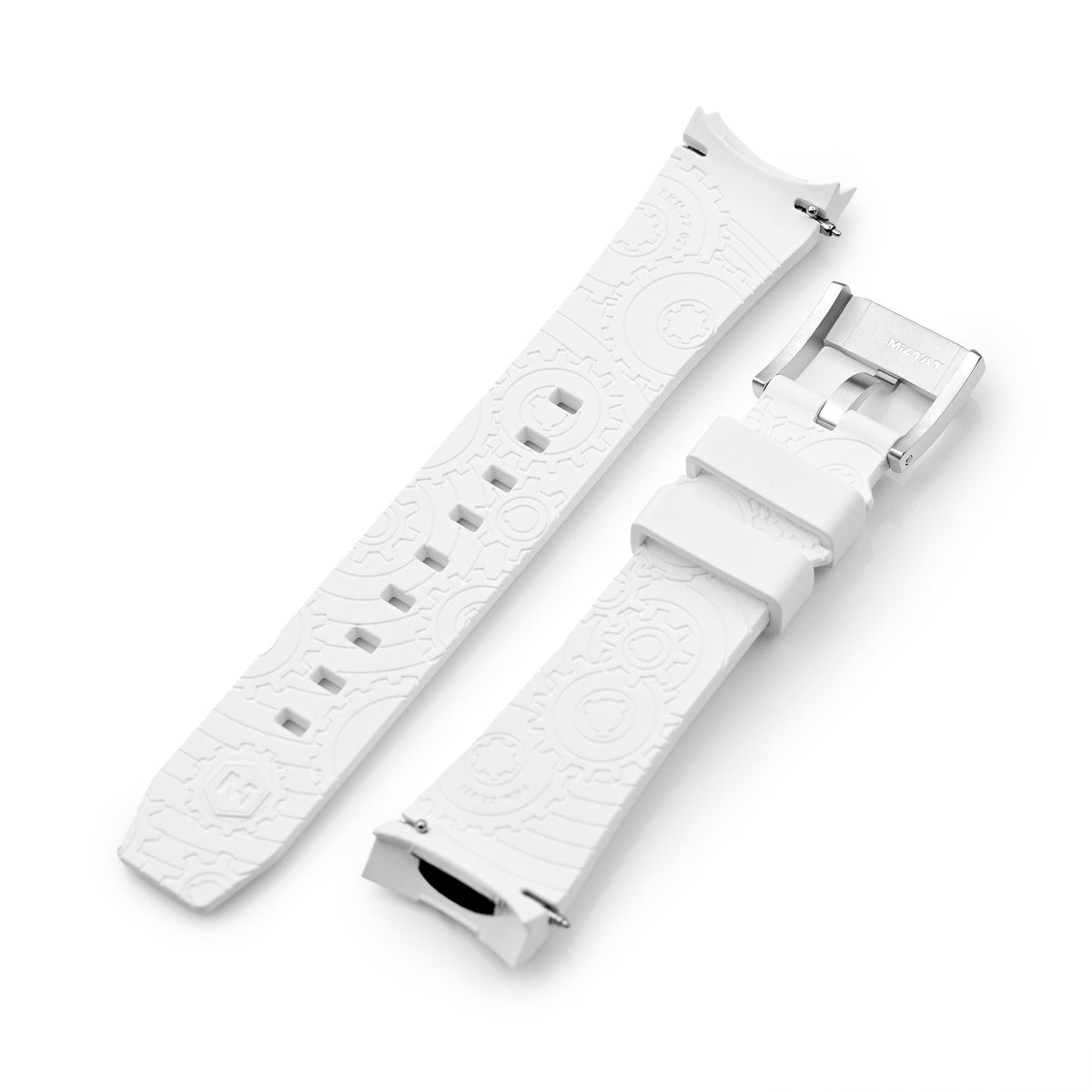 Wheels FKM Watch Band for Orient Kamasu, 22mm White Rubber Quick Release Curved End Strapcode watch bands