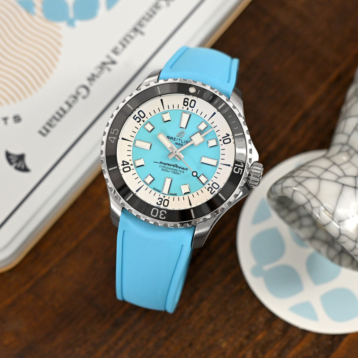 Breitling SuperOcean Automatic 44 Turquoise Blue Strapcode watch bands