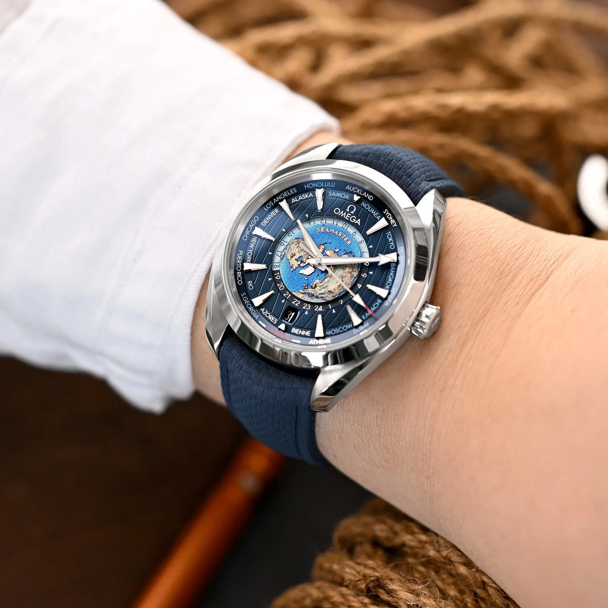OMEGA Seamaster Aqua Terra 150M Co-Axial Master Chronometer GMT Worldtimer