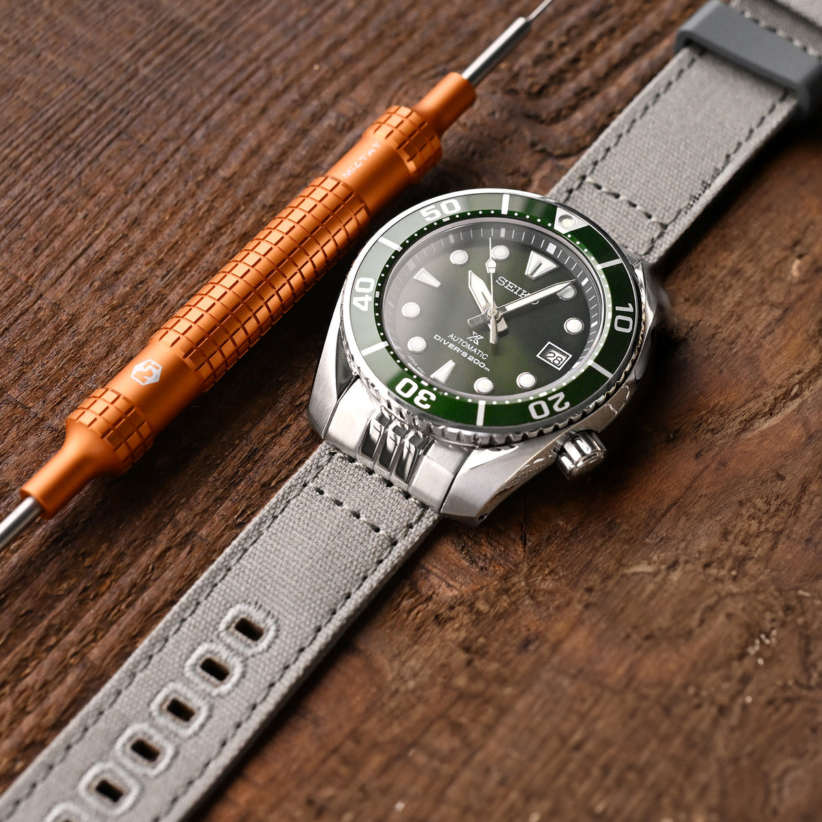 Khaki Green Quick Release Add-on End Piece Canvas + Watch Strap for Seiko Sumo SPB103