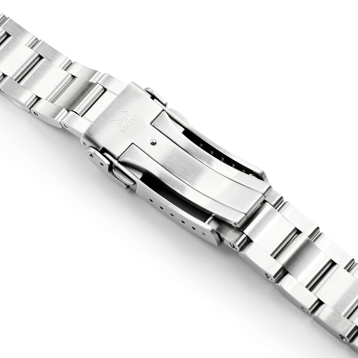 20mm Super Boyer Watch Band Straight End, 316L Stainless Steel Brushed V-Clasp