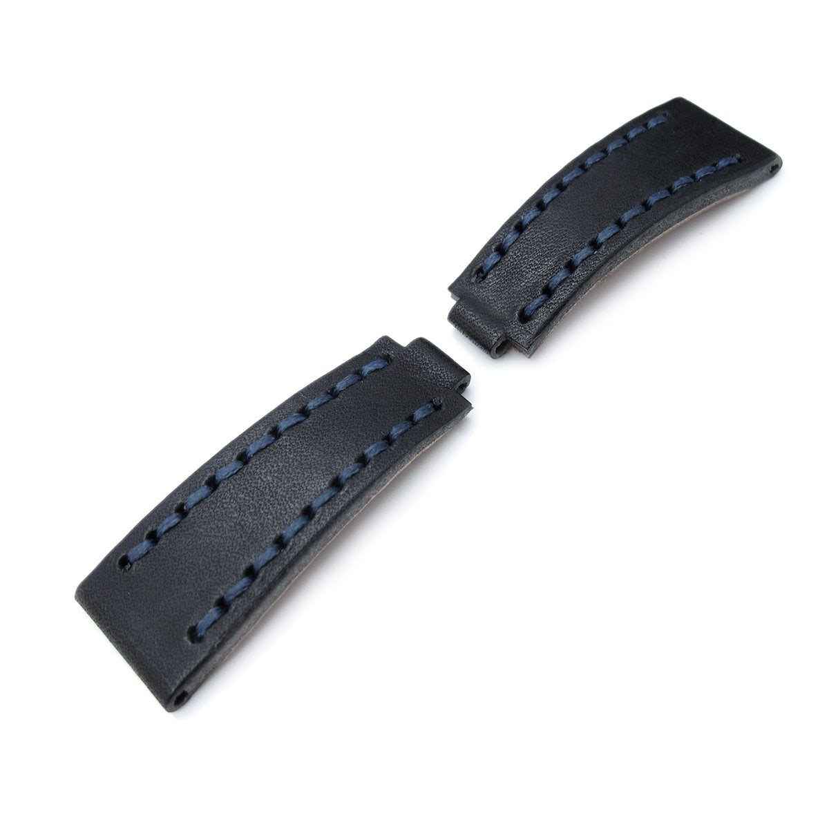 20mm MiLTAT RX Collection Watch Strap NERO Black Genuine Calf Navy Blue St. Tailor-made for RX SUB &amp; EXP Strapcode Watch Bands