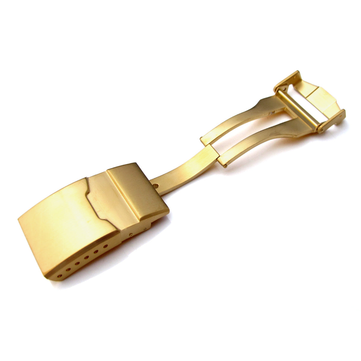 18mm 20mm 22mm or 24mm Stainless Steel Chamfer double locks Diver Clasp for Watch Band 6 adjust holes and reformed Flip-Lock IP Gold Strapcode Buckles