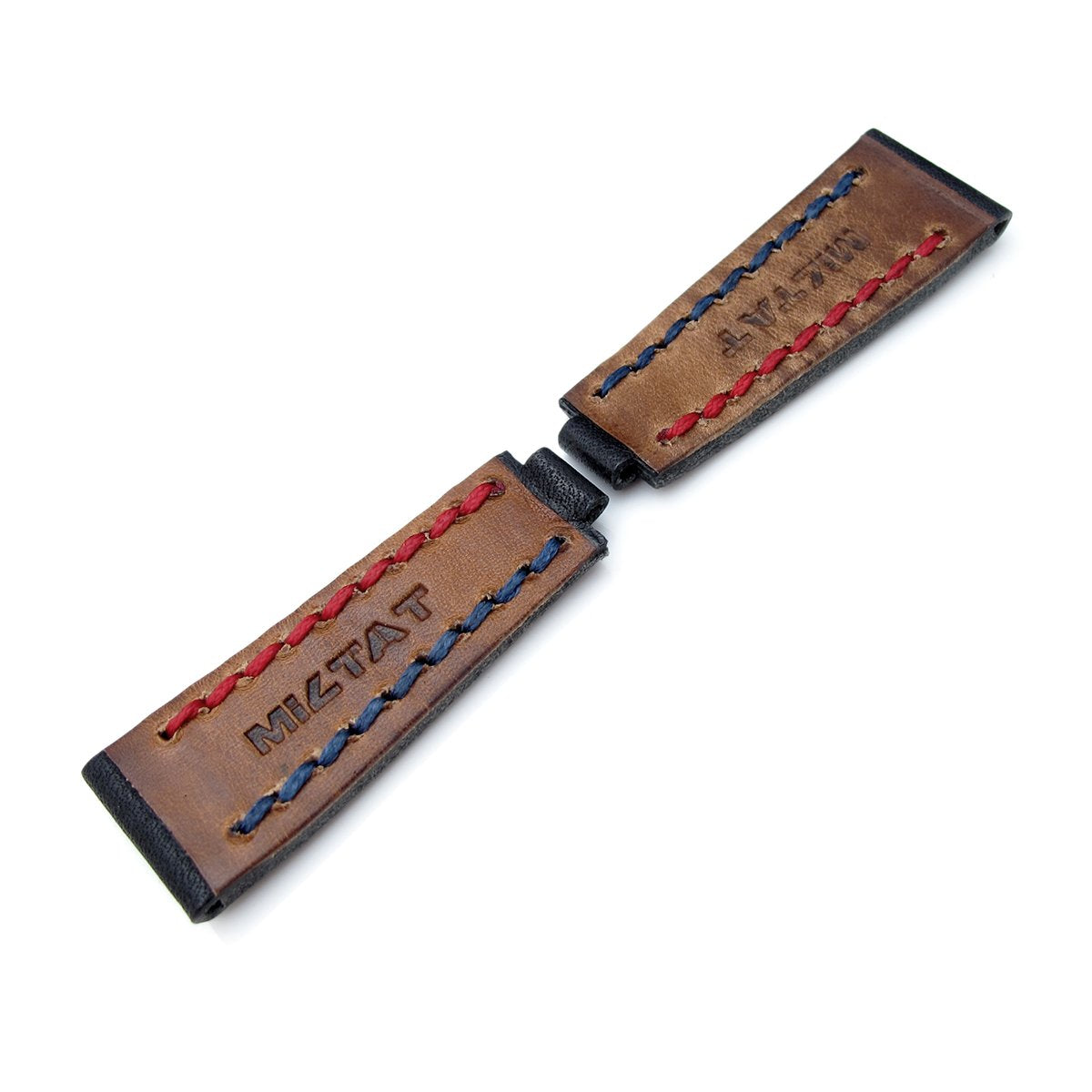 20mm MiLTAT RX 'X' Collection Watch Strap NERO Black Genuine Calf Red + Navy Blue St. Tailor-made for RX SUB &amp; Explo Strapcode Watch Bands