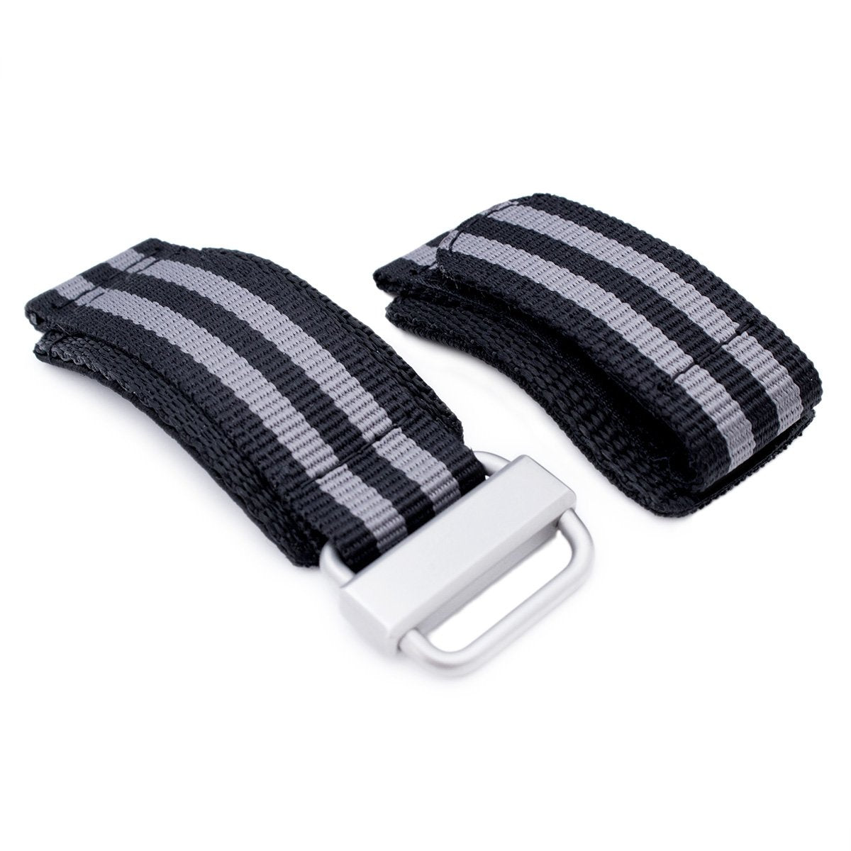 22mm MiLTAT Black &amp; Grey NyJBB Nylon Velcro Fastener Watch Strap Sandblasted Buckle Strapcode Watch Bands
