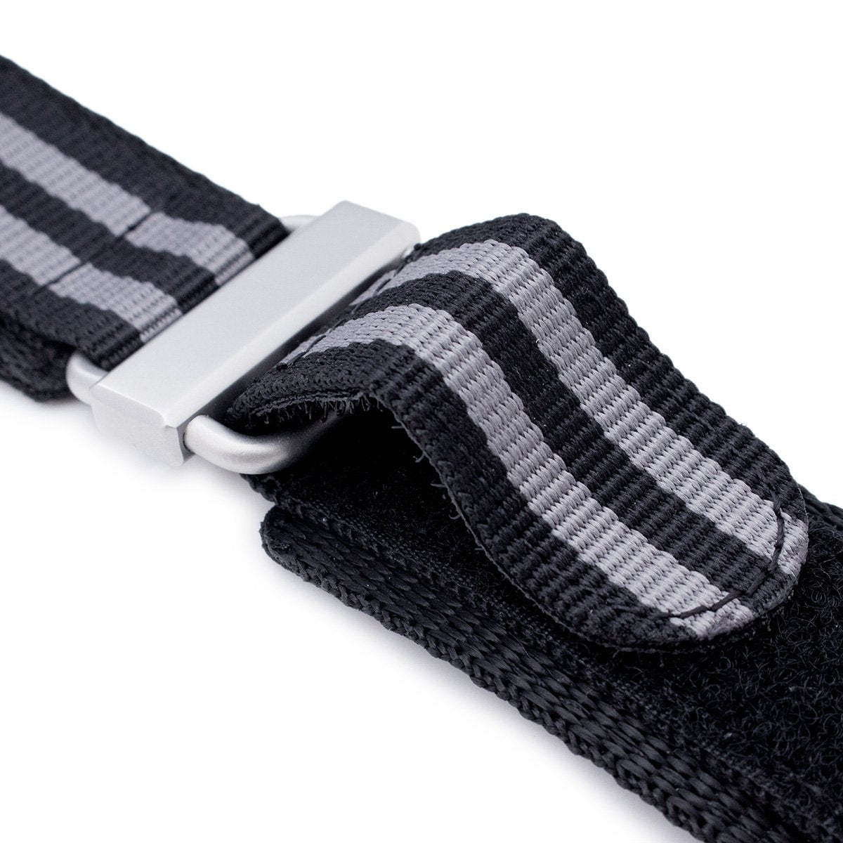 22mm MiLTAT Black &amp; Grey NyJBB Nylon Velcro Fastener Watch Strap Sandblasted Buckle Strapcode Watch Bands