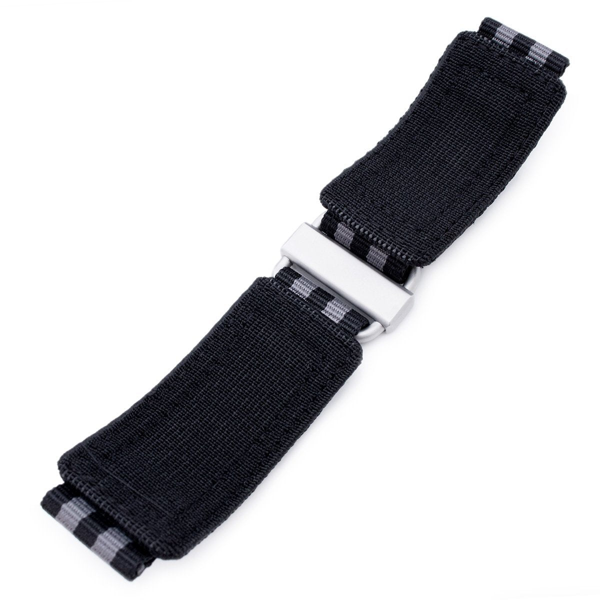 22mm MiLTAT Black &amp; Grey NyJBB Nylon Velcro Fastener Watch Strap Sandblasted Buckle Strapcode Watch Bands