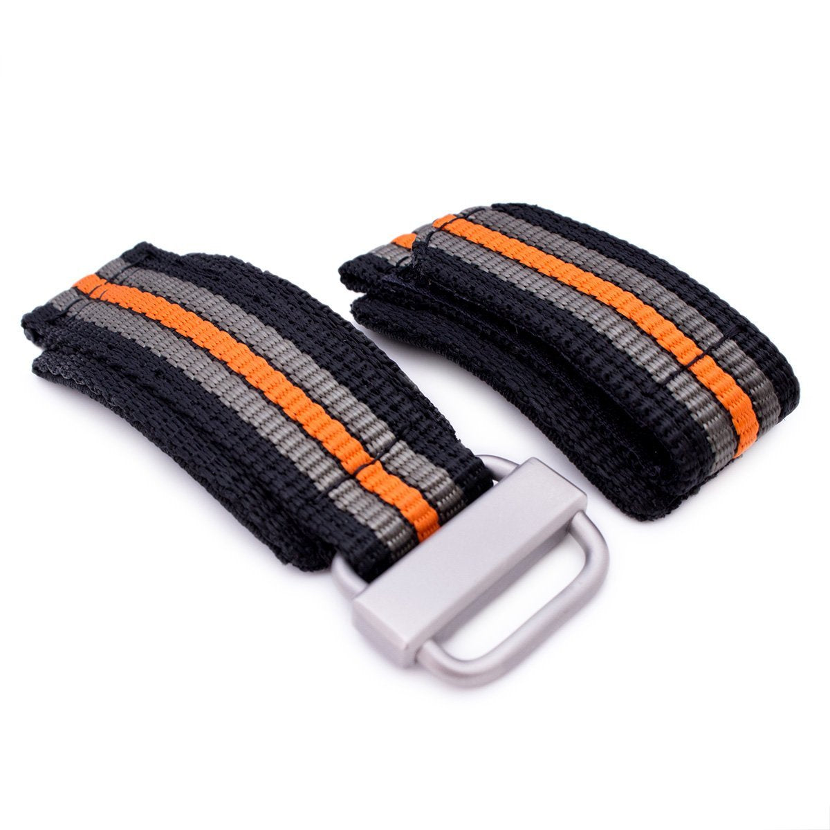 22mm MiLTAT Black Khaki &amp; Orange Stripes 3-D Nylon Velcro Fastener Watch Strap Sandblasted Buckle Strapcode Watch Bands