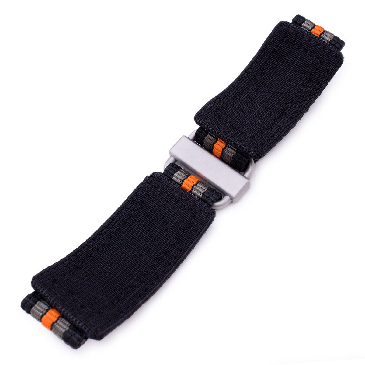 22mm MiLTAT Black Khaki &amp; Orange Stripes 3-D Nylon Velcro Fastener Watch Strap Sandblasted Buckle Strapcode Watch Bands