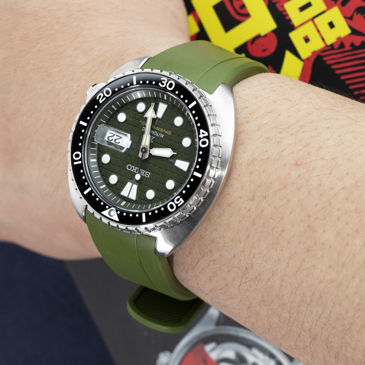 Seiko King Turtle Prospex SRPE05K1 Green Diver Ceramic Insert Strapcode Watch Bands