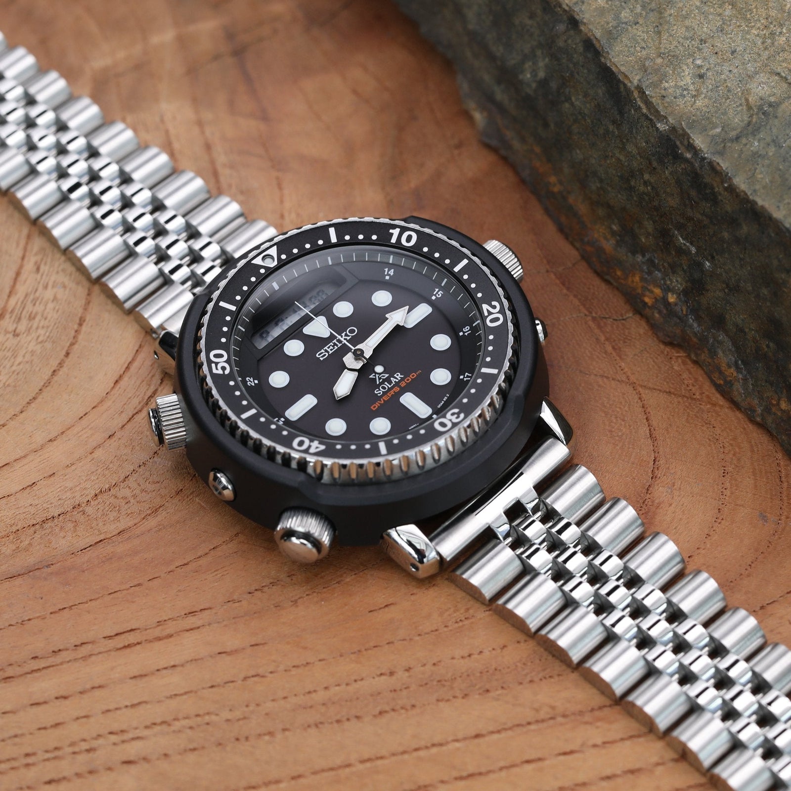 22mm Super-J Louis 316L Stainless Steel Watch Band Solid Straight End Diver Clasp Strapcode Watch Bands