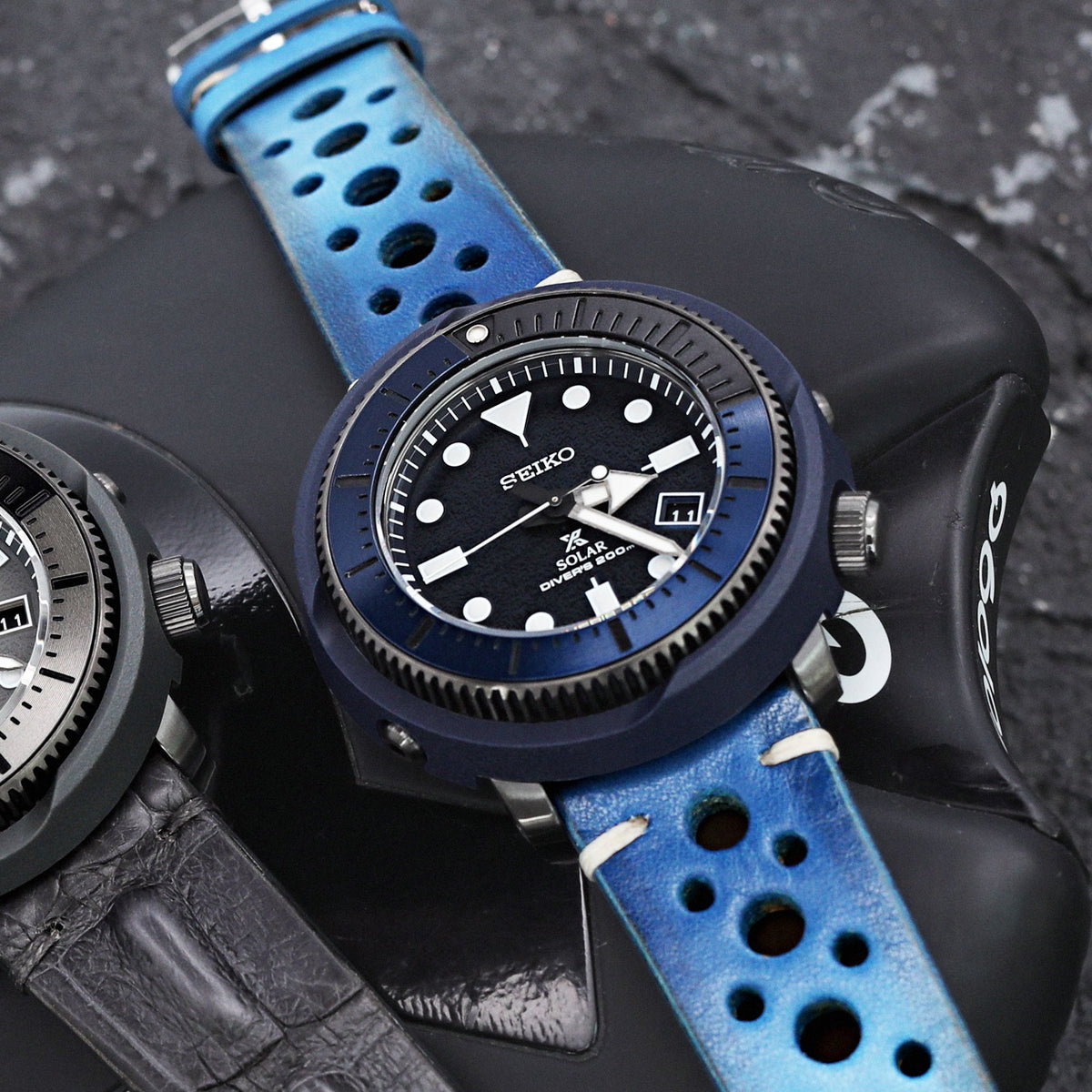 The Seiko Prospex 'Street Series' Solar Diver Navy Blue SNE533 Strapcode Watch Bands