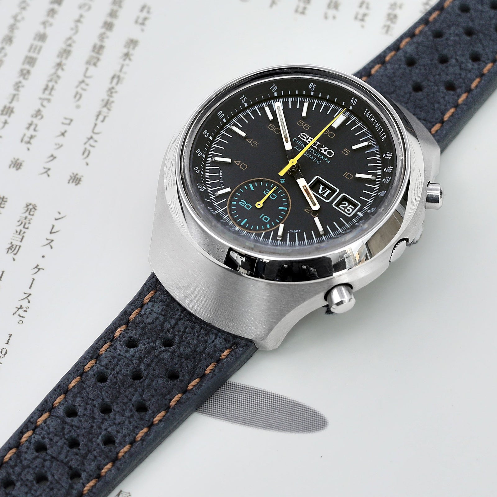 20mm or 22mm MiLTAT Rally Racing Dark Grey Nubuck Watch Strap Brown Stitching Strapcode Watch Bands