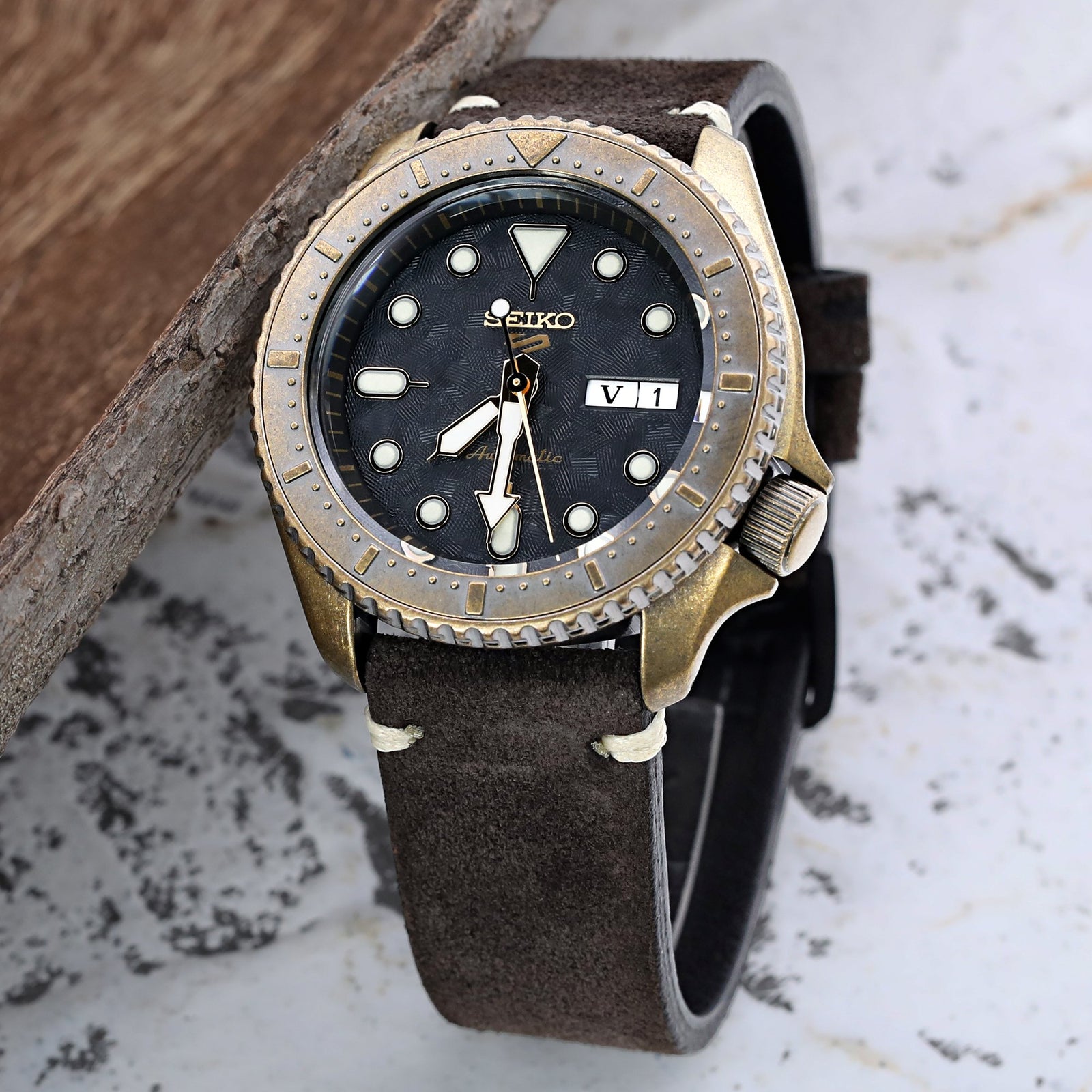 20mm 21mm 22mm MiLTAT Dark Brown Genuine Nubuck Leather Watch Strap Beige Stitching Sandblasted Buckle Strapcode Watch Bands