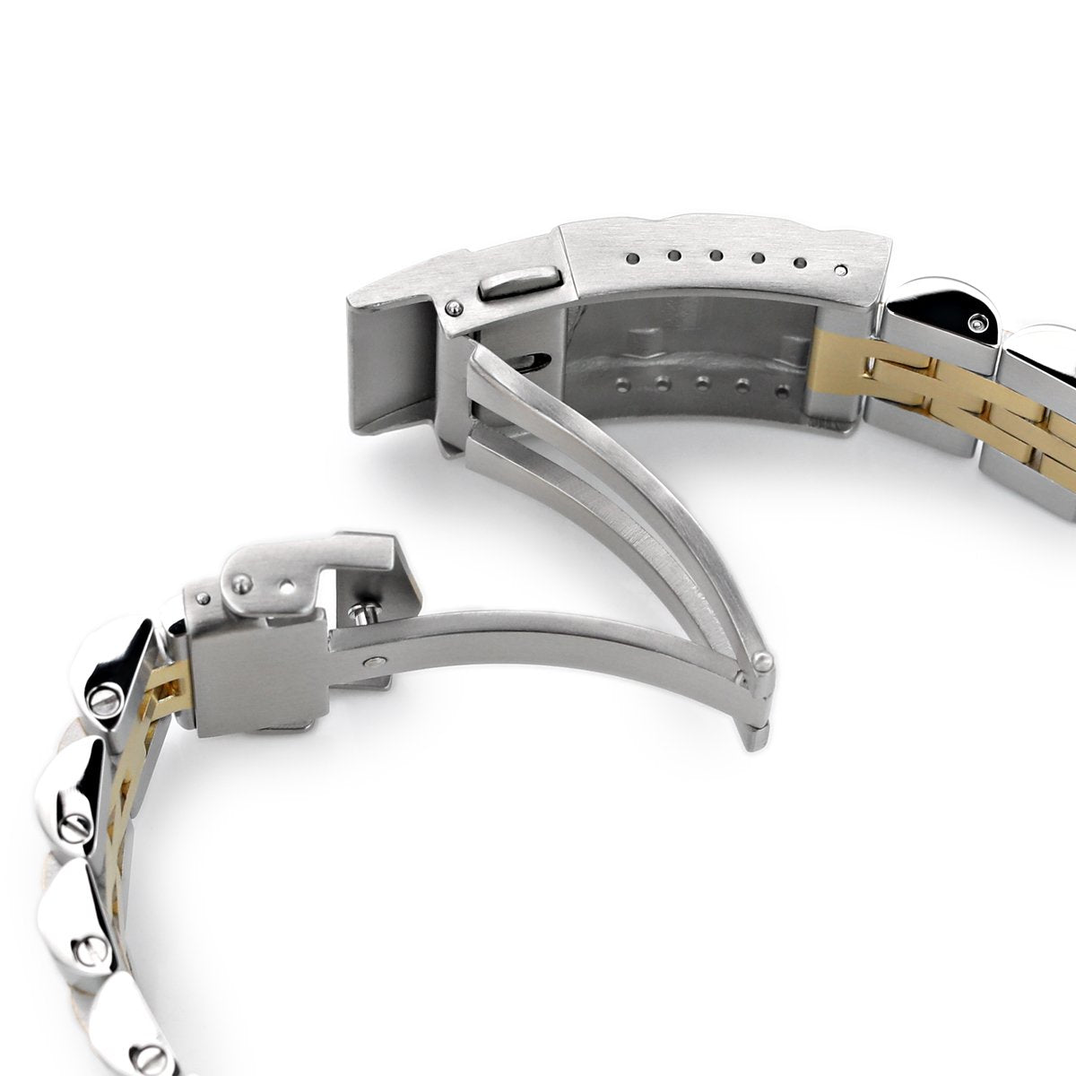20mm Angus-J Louis 316L Stainless Steel Watch Bracelet for Seiko Mechanical Automatic SARB033 Two Tone IP Gold SUB Clasp Strapcode Watch Bands