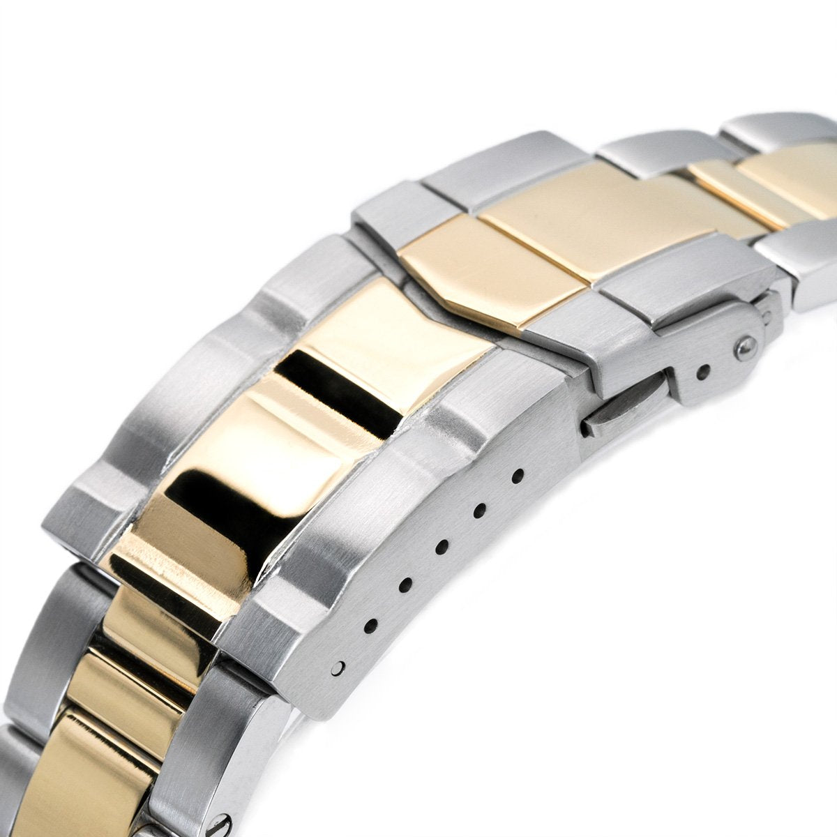 22mm Super-O Boyer watch band for SEIKO Diver SKX007 009 011 Two Tone IP Gold SUB Clasp Strapcode Watch Bands