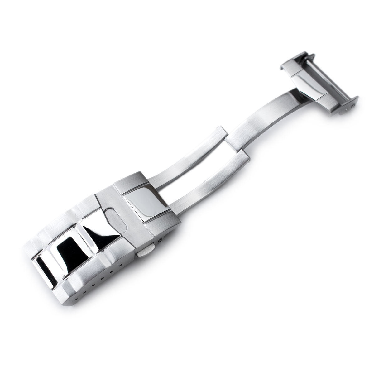 18mm Solid 316L Stainless Steel Double Locks SUB Diver Clasp Button Control Polished &amp; Brushed Strapcode Buckles