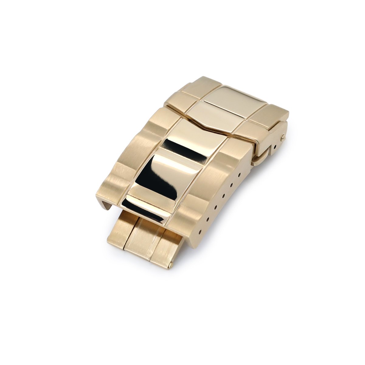 18mm or 20mm Solid 316L Stainless Steel Double Locks SUB Diver Clasp Button Control Brushed &amp; Polished IP Gold Strapcode Buckles