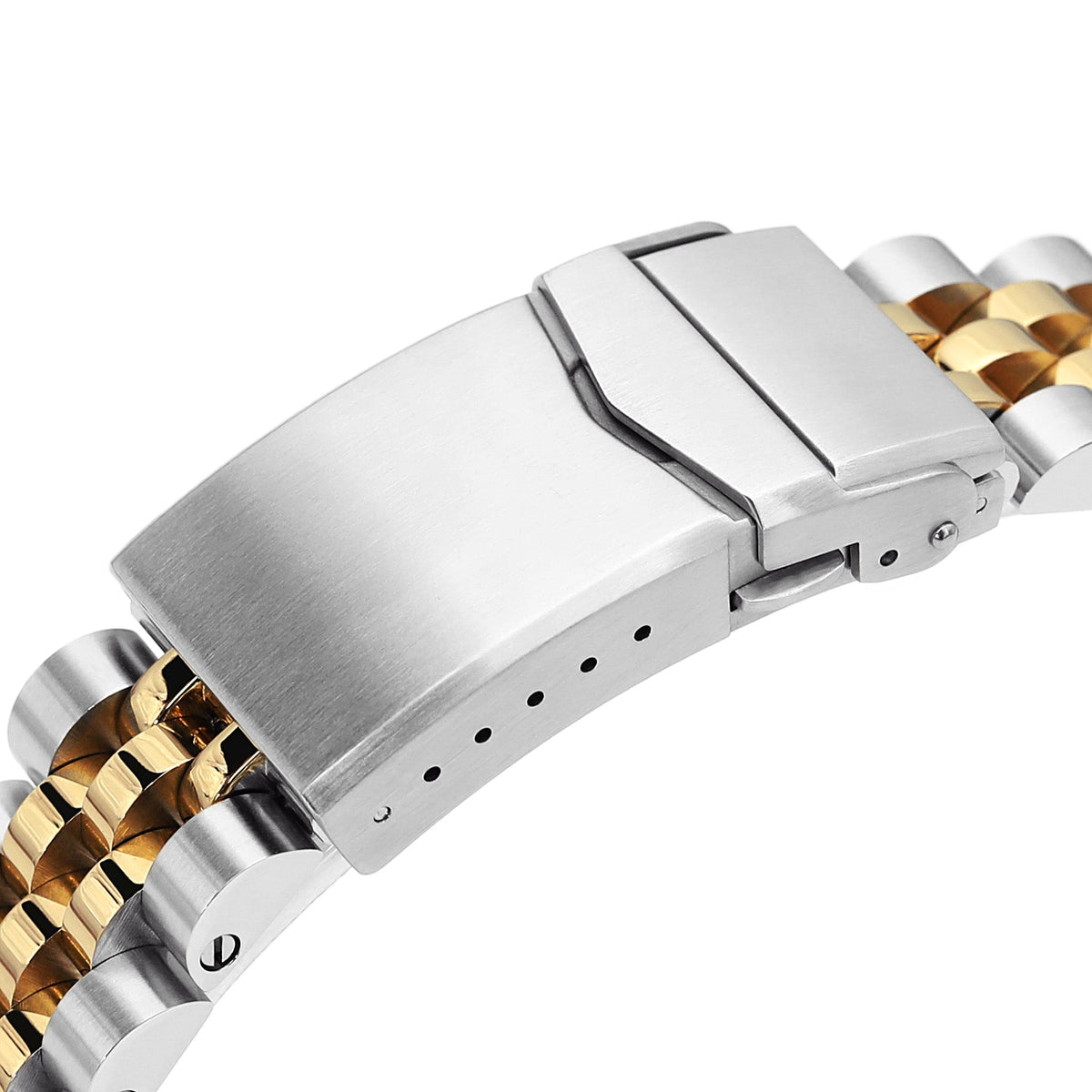 22mm Angus-J Louis 316L Stainless Steel Watch Band for Seiko new Turtles SRPC44, Two Tone IP Gold V-Clasp Strapcode Watch Bands