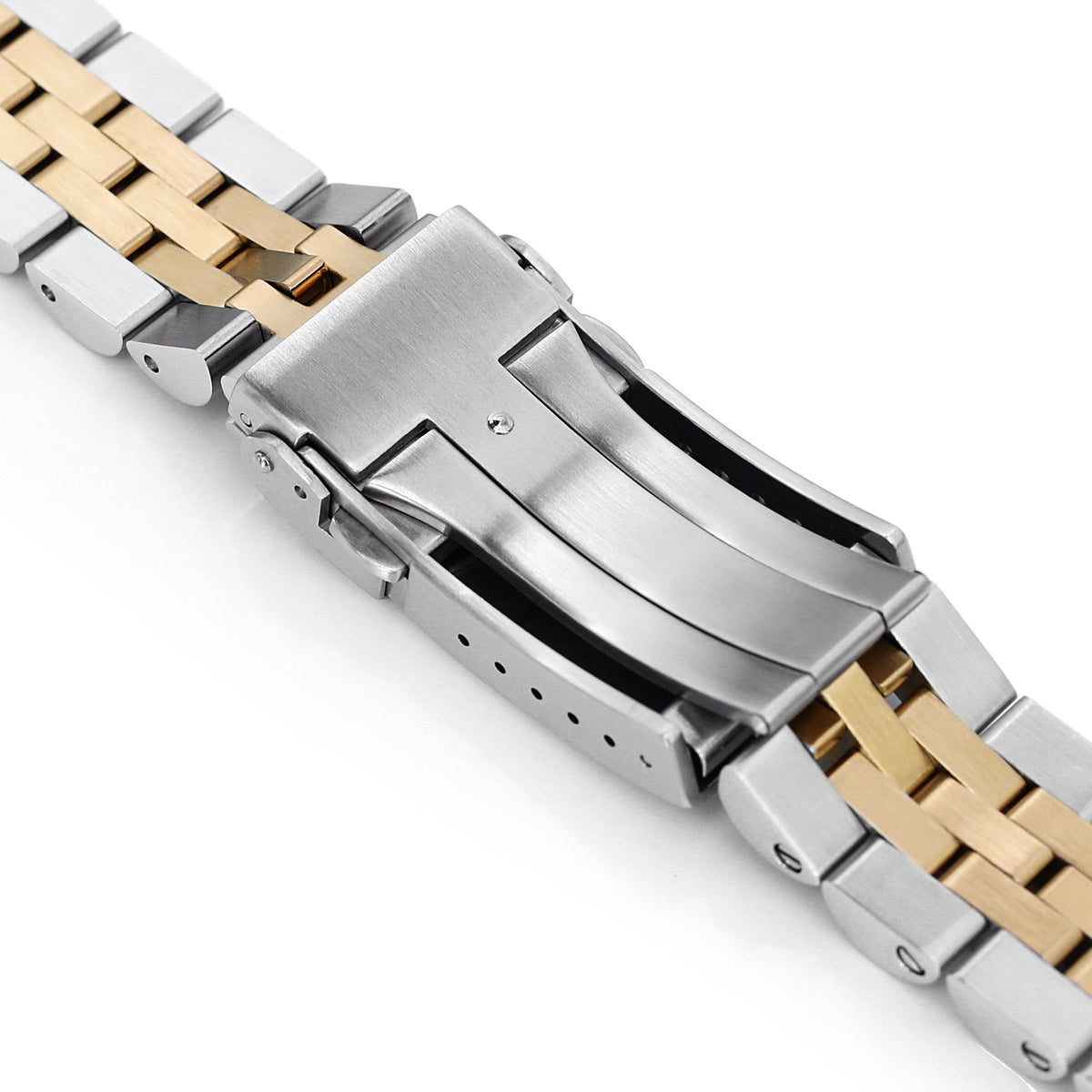 22mm Angus-J Louis 316L Stainless Steel Watch Band for Seiko new Turtles SRPC44, Two Tone IP Gold V-Clasp Strapcode Watch Bands