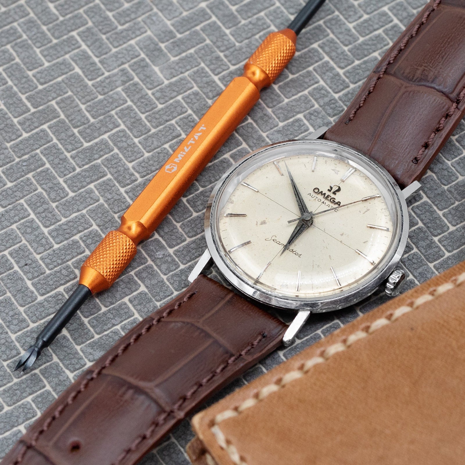 Q.R. 18mm or 19mm Brown CrocoCalf (Italian Croco Grain) Watch Band Strapcode Watch Bands