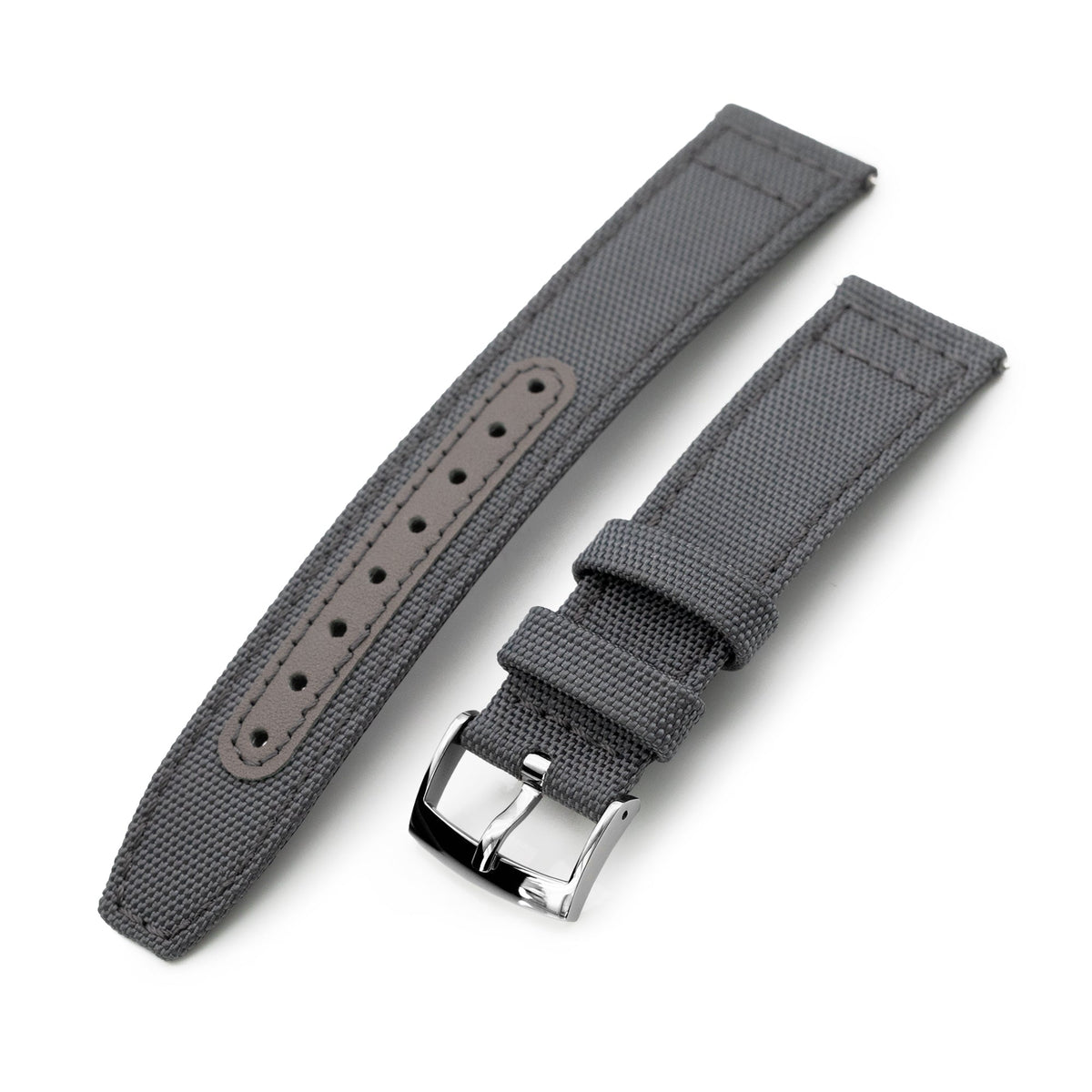 Q.R. 20mm Dark Grey Sailcloth Watch Band with leather lining Strapcode Watch Bands