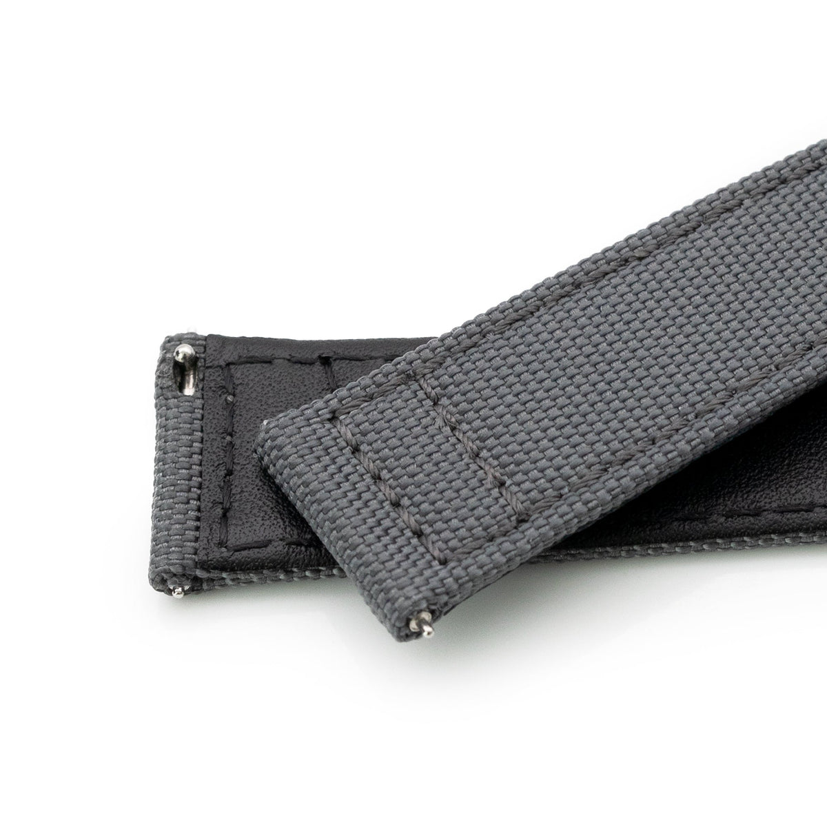 Q.R. 20mm Dark Grey Sailcloth Watch Band with leather lining Strapcode Watch Bands