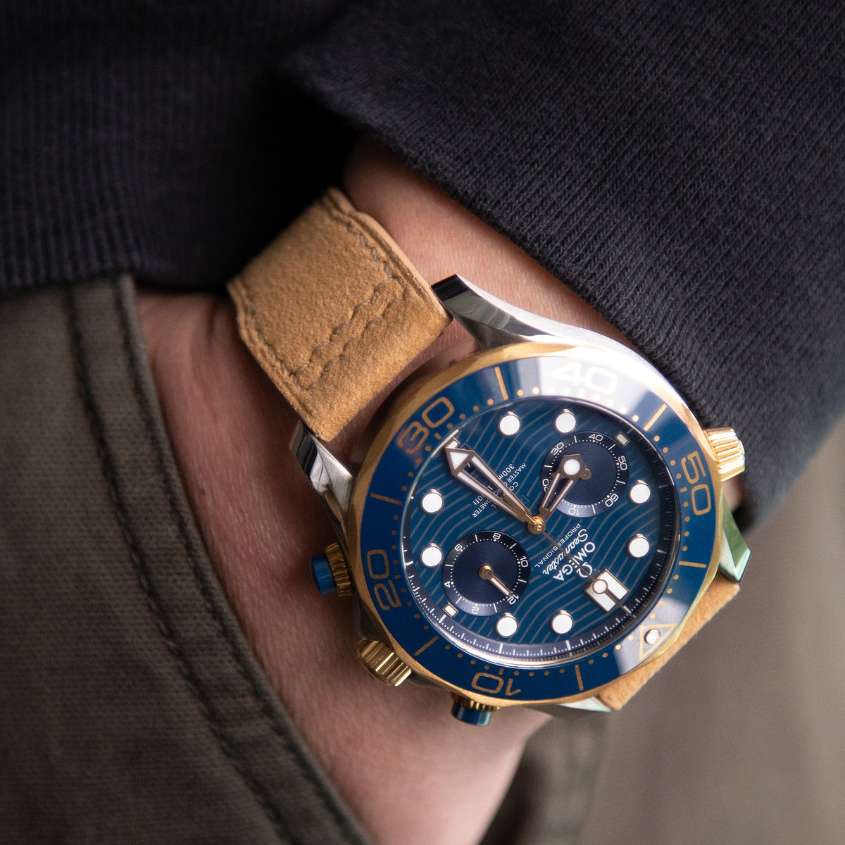 Omega Seamaster Diver 300m Co?Axial Master Chronometer Chronograph Steel ? Gold 210.22.44.51.03.001 Strapcode watch bands