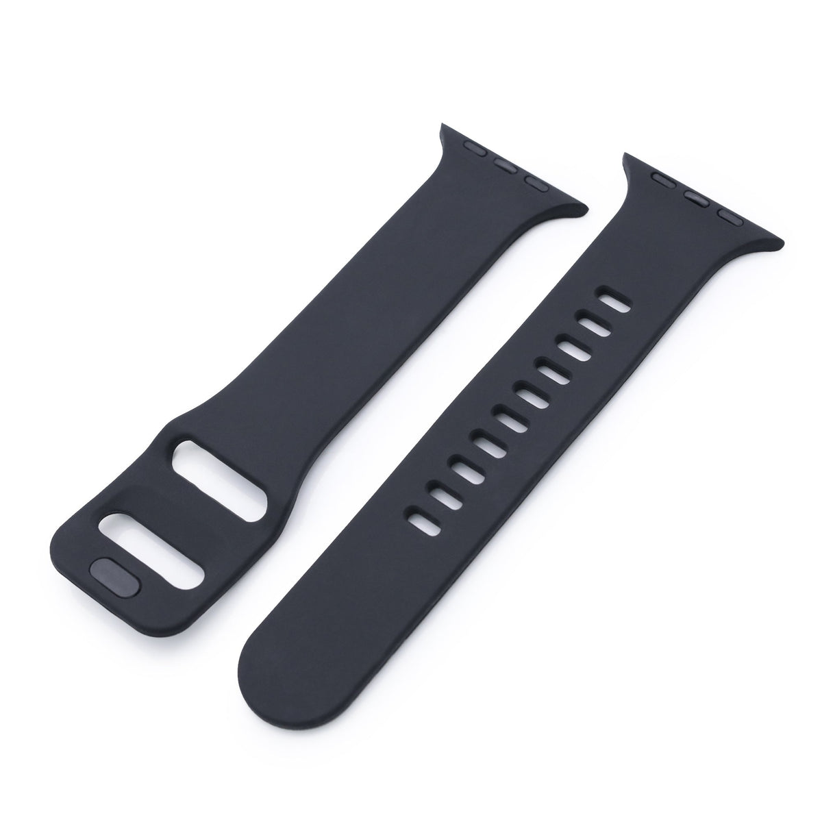 Black Soft Silicone Watch Band compatible with Apple Watch 42mm / 44mm / 45mm models Strapcode Watch Band