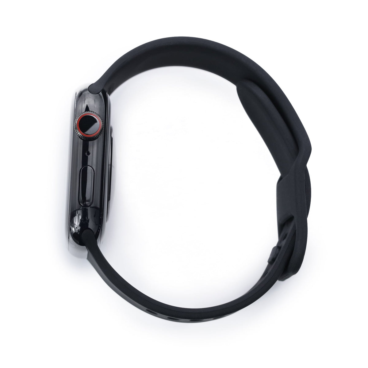 Black Soft Silicone Watch Band compatible with Apple Watch 42mm / 44mm / 45mm models Strapcode Watch Band