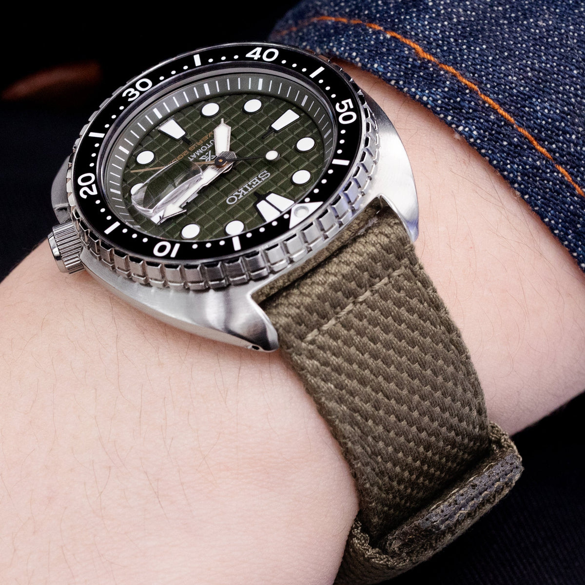 Seiko King Turtle Prospex SRPE05K1 Green Diver Ceramic Insert Strapcode Watch Bands