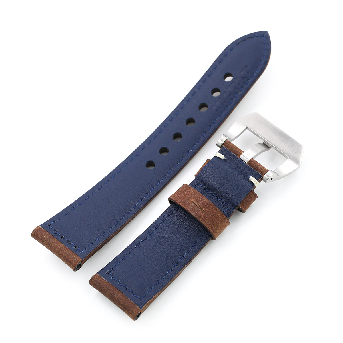 MiLTAT 21mm, 22mm Mud Brown Nubuck Leather Watch Strap, Beige Stitching Strapcode Watch Bands
