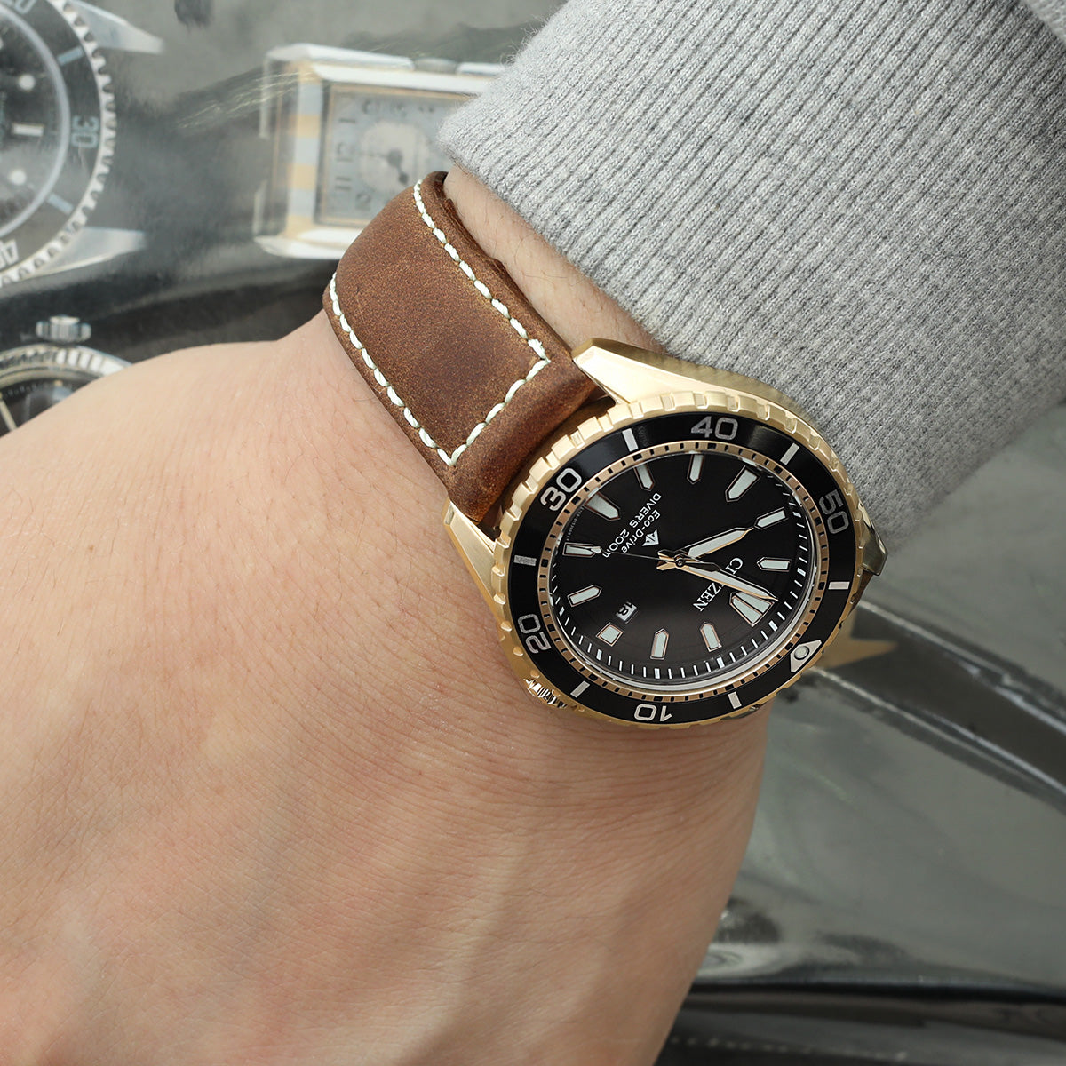Citizen Promaster BN0193-17E watch  Rose Gold coated Eco-Drive Diver  Strapcode Watch Bands
