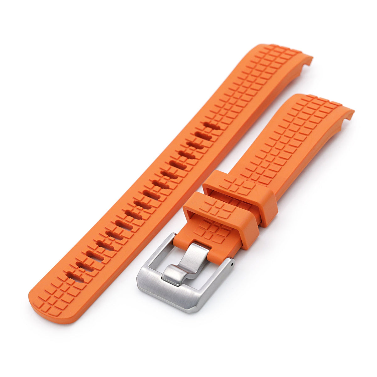 22mm Crafter Blue - CB11 Orange Rubber Curved Lug Watch Strap compatible with Seiko SKX007 Strapcode Watch Bands