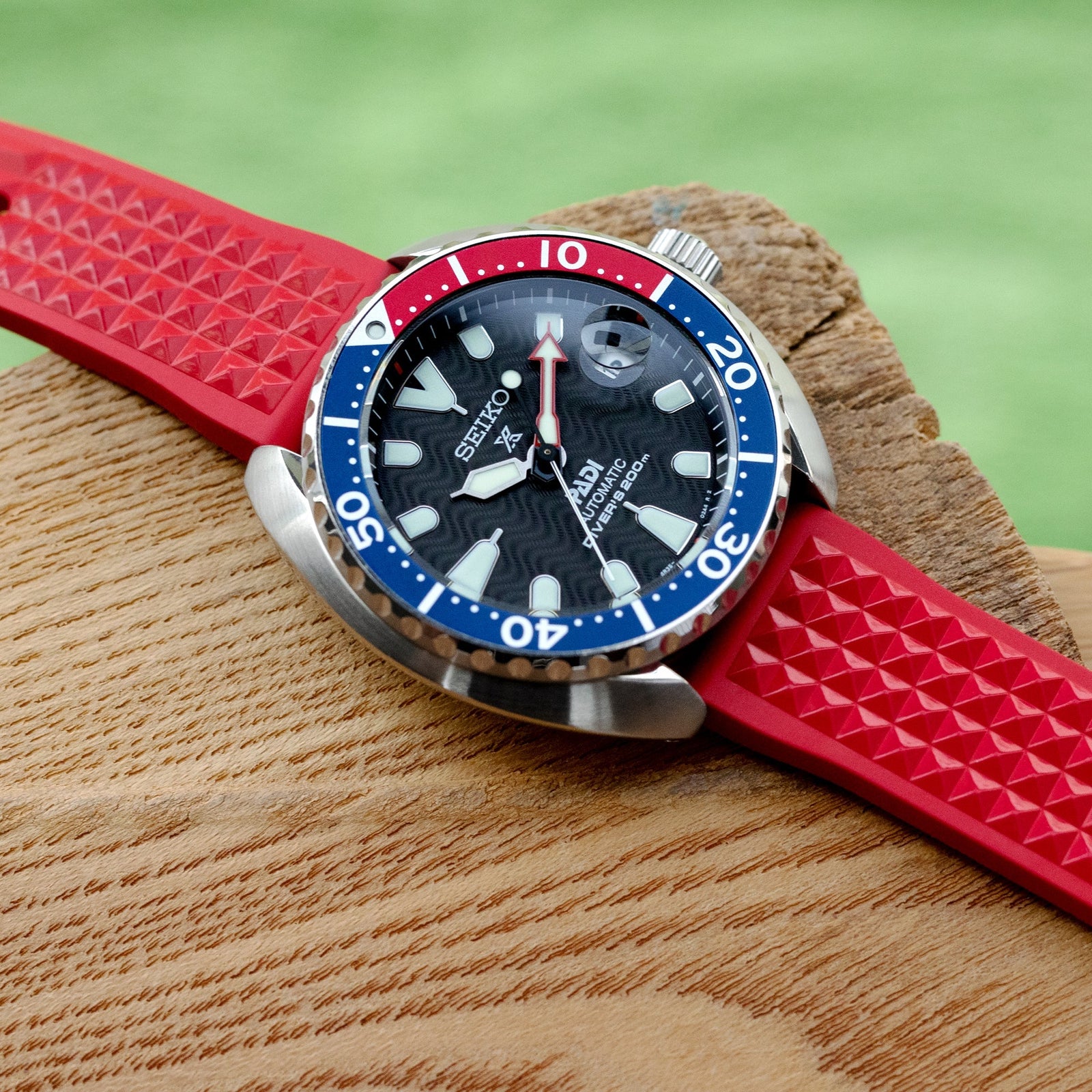Chaffle Red FKM Rubber watch strap 20mm Strapcode Watch Bands