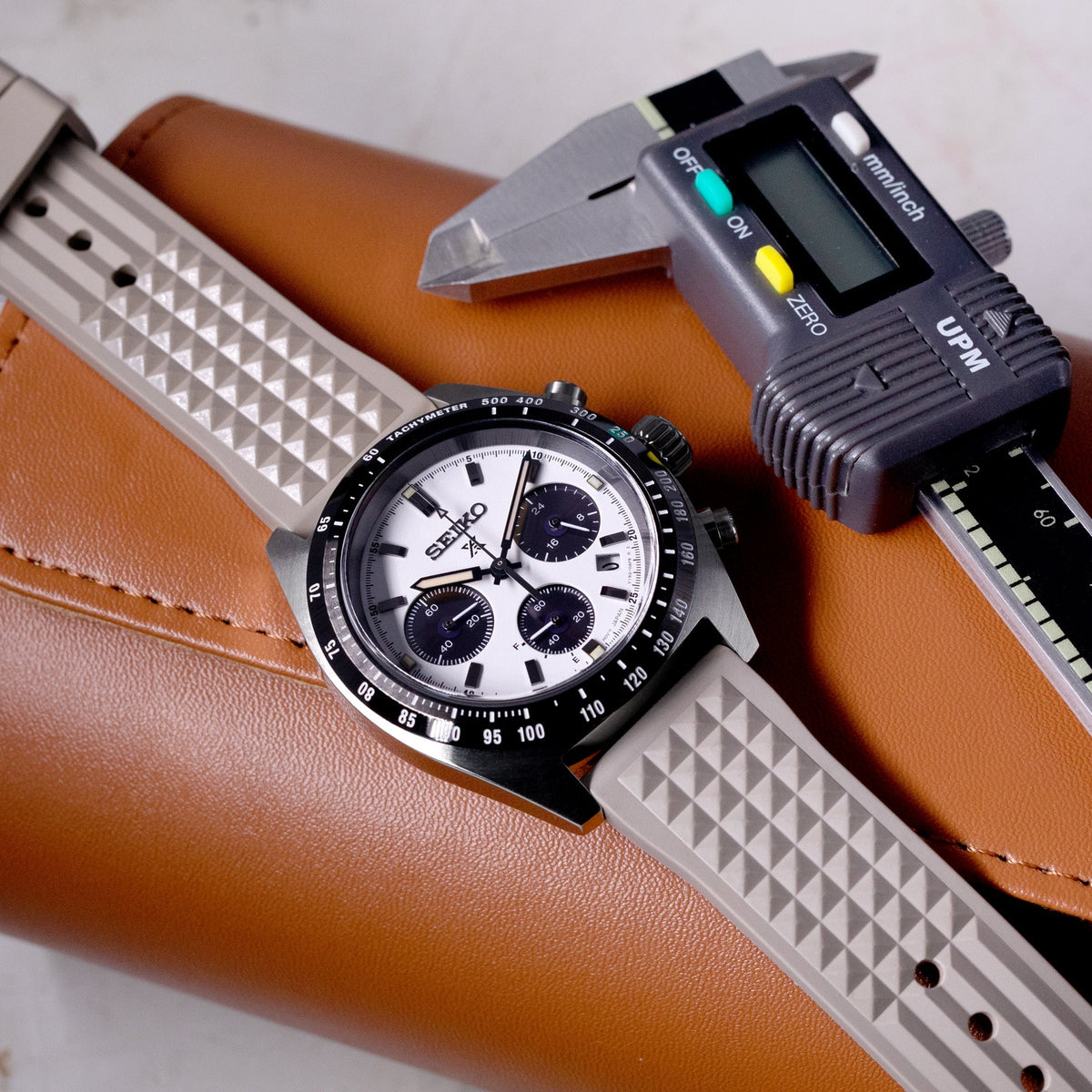 Seiko Speedtimer Panda chronograph SSC813 White Seitona Strapcode Watch Bands