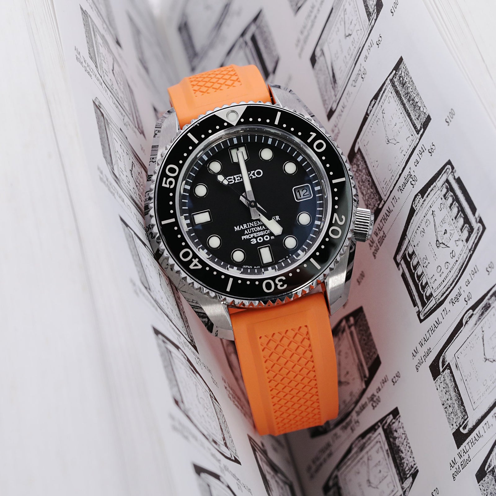 Crisscross Orange FKM Quick Release Rubber Strap, 20mm or 22mm Strapcode Watch Bands