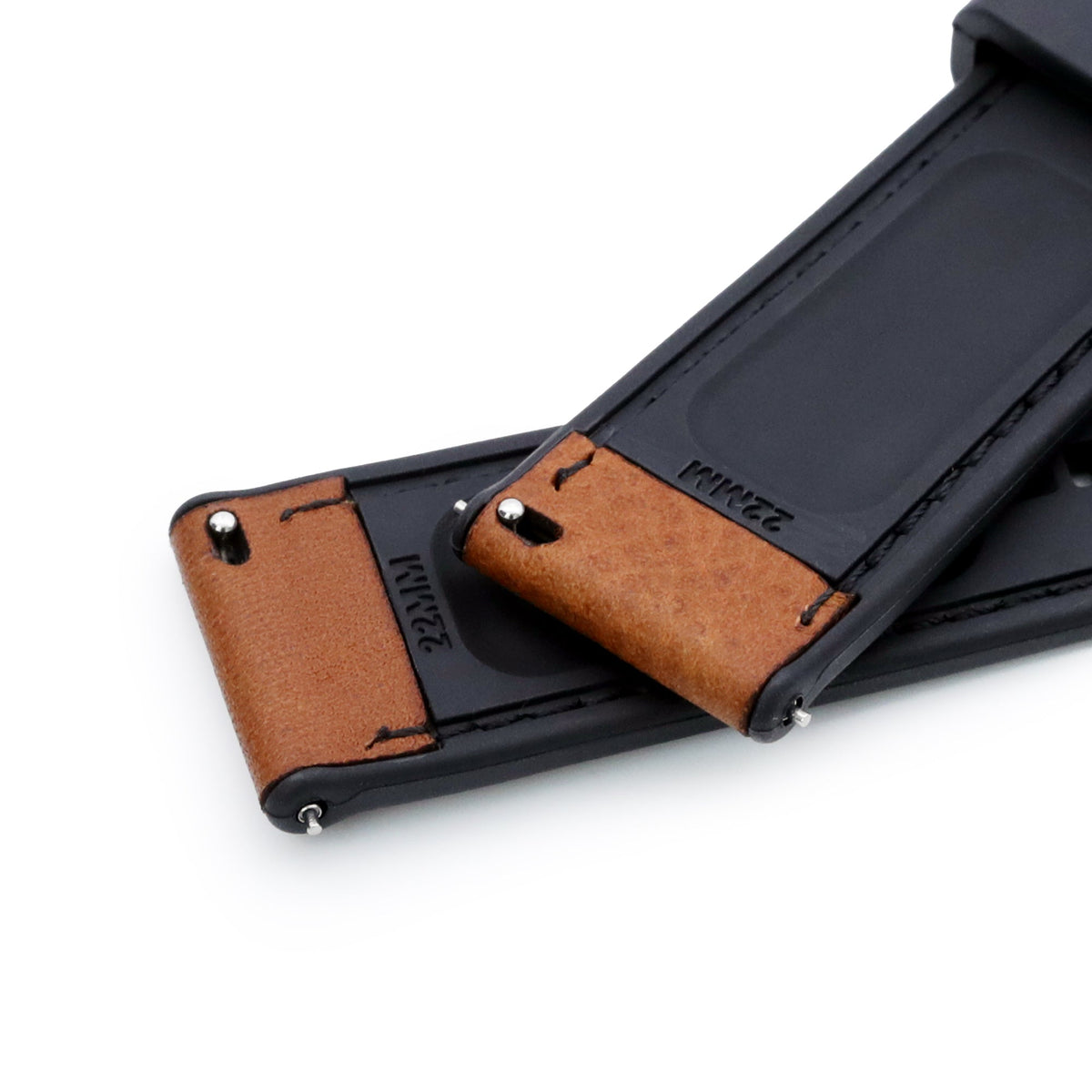 Brown Quick Release Hybrid Leather FKM Rubber Watch Strap, 20mm or 22mm Strapcode Watch Bands