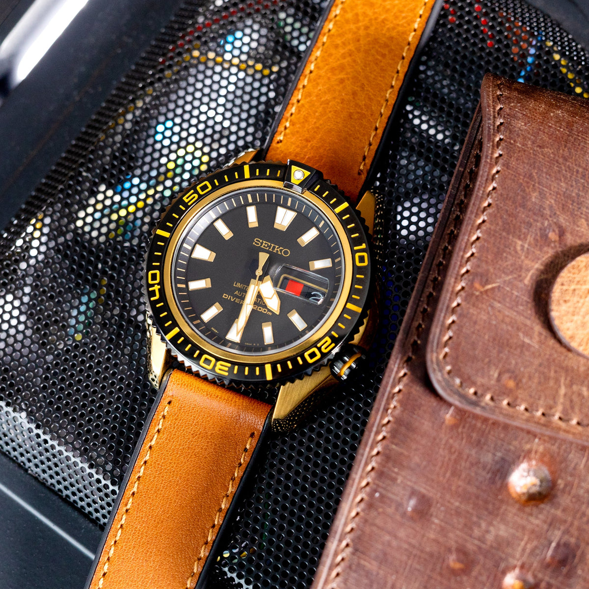 Seiko Superior Limited Edition Stargate II SRP510 Gold Tone Diver Strapcode Watch Bands