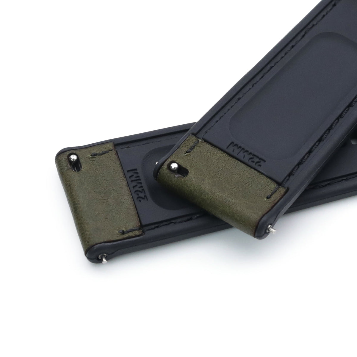 Green Quick Release Hybrid Leather FKM Rubber Watch Strap, 20mm or 22mm Strapcode Watch Bands