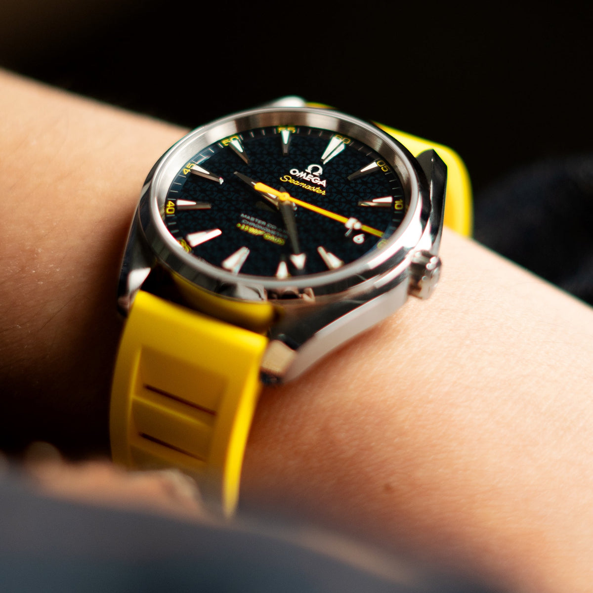 Yellow RM Vented FKM Quick Release Rubber Watch Strap, 20mm or 22mm Strapcode Watch Bands