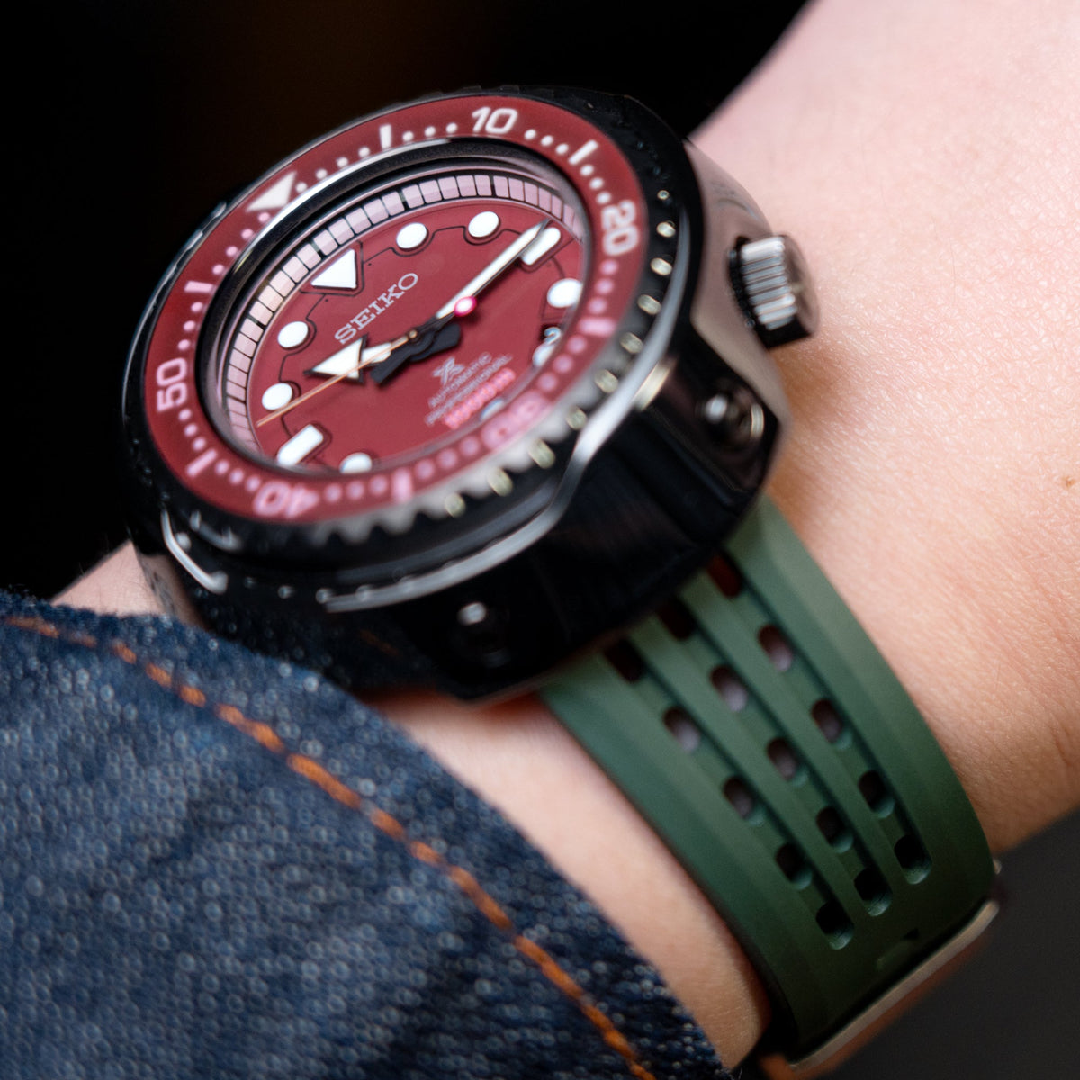Ocellus Green Quick Release FKM Rubber Sports Watch Strap, 20mm or 22mm