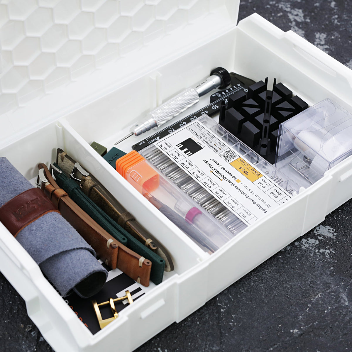 Watch Bands, Watch Parts storage box, Watch Tools Organizer in 1 to 3 Compartments Strapcode Watch Bands