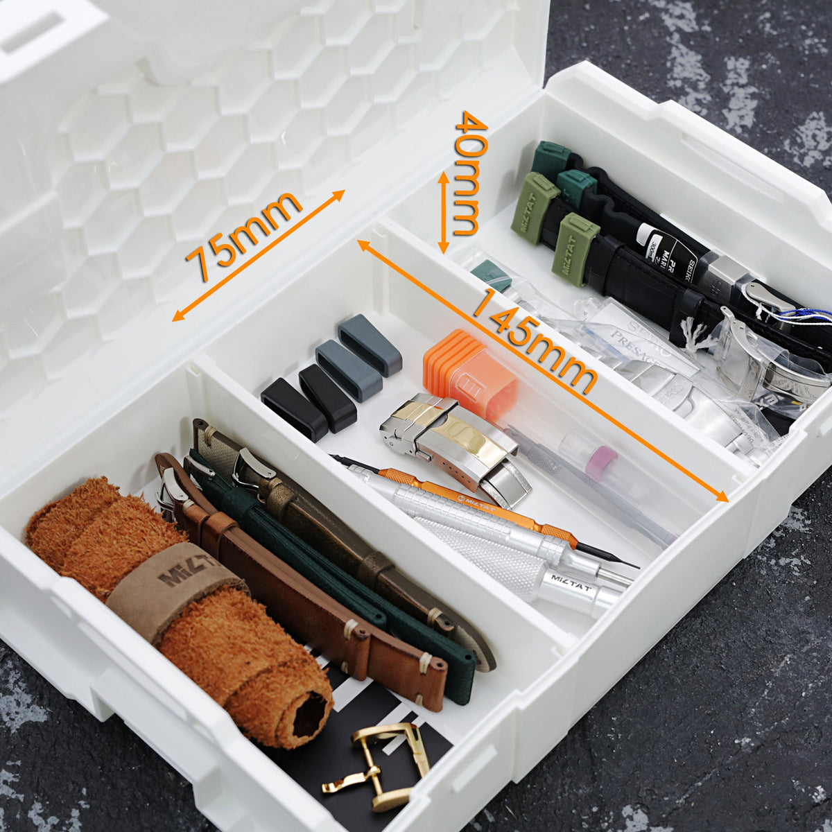 Watch Bands, Watch Parts storage box, Watch Tools Organizer in 1 to 3 Compartments Strapcode Watch Bands