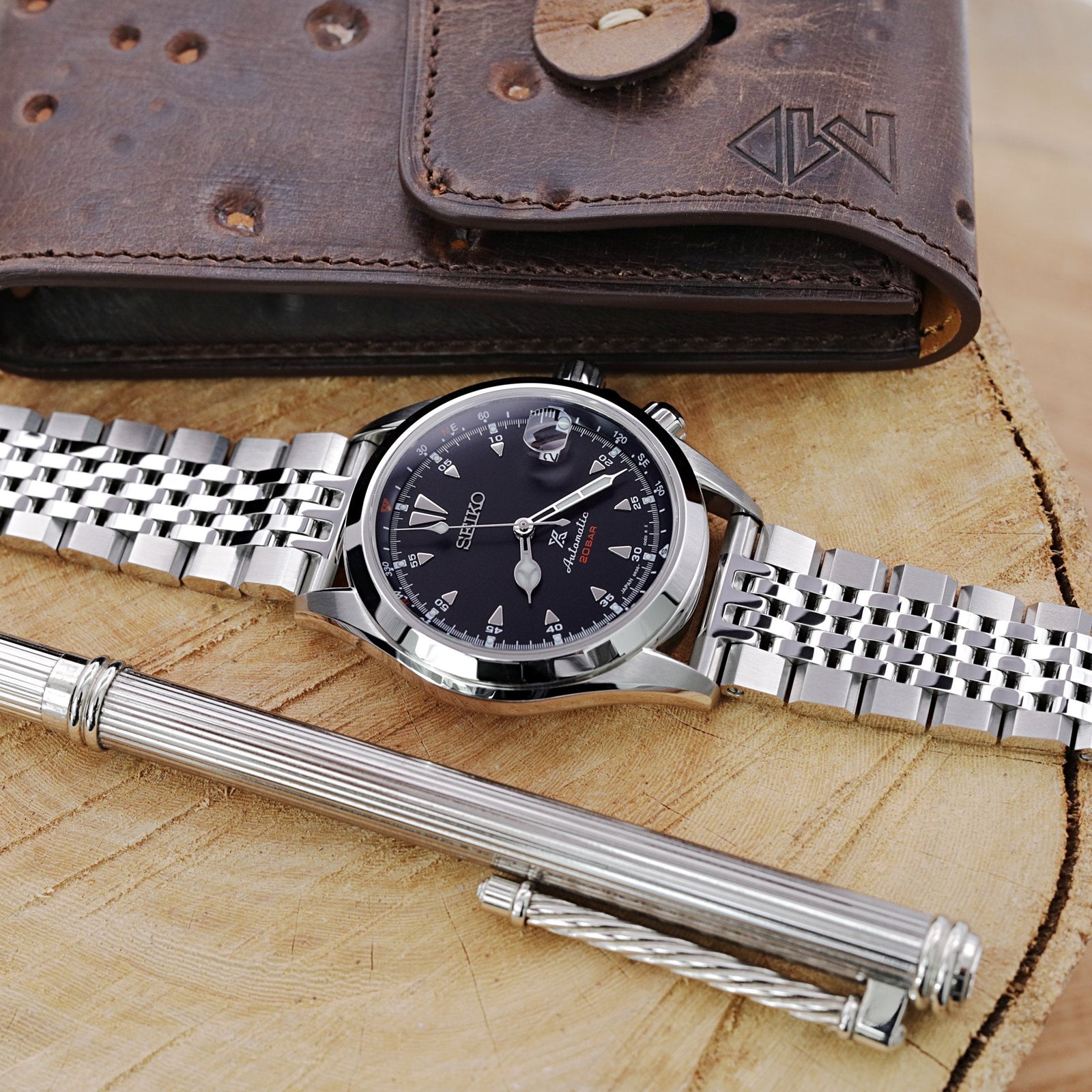 20mm Asteroid QR Watch Band Straight End Quick Release, 316L Stainless Steel Brushed and Polished V-Clasp Strapcode Watch Bands