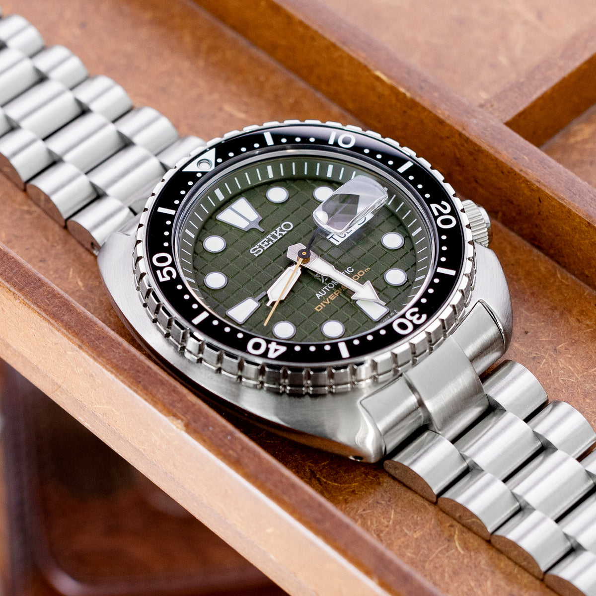 22mm Endmill Watch Band compatible with Seiko New Turtles SRP777 and PADI SRPA21, Diver Clasp Brushed
