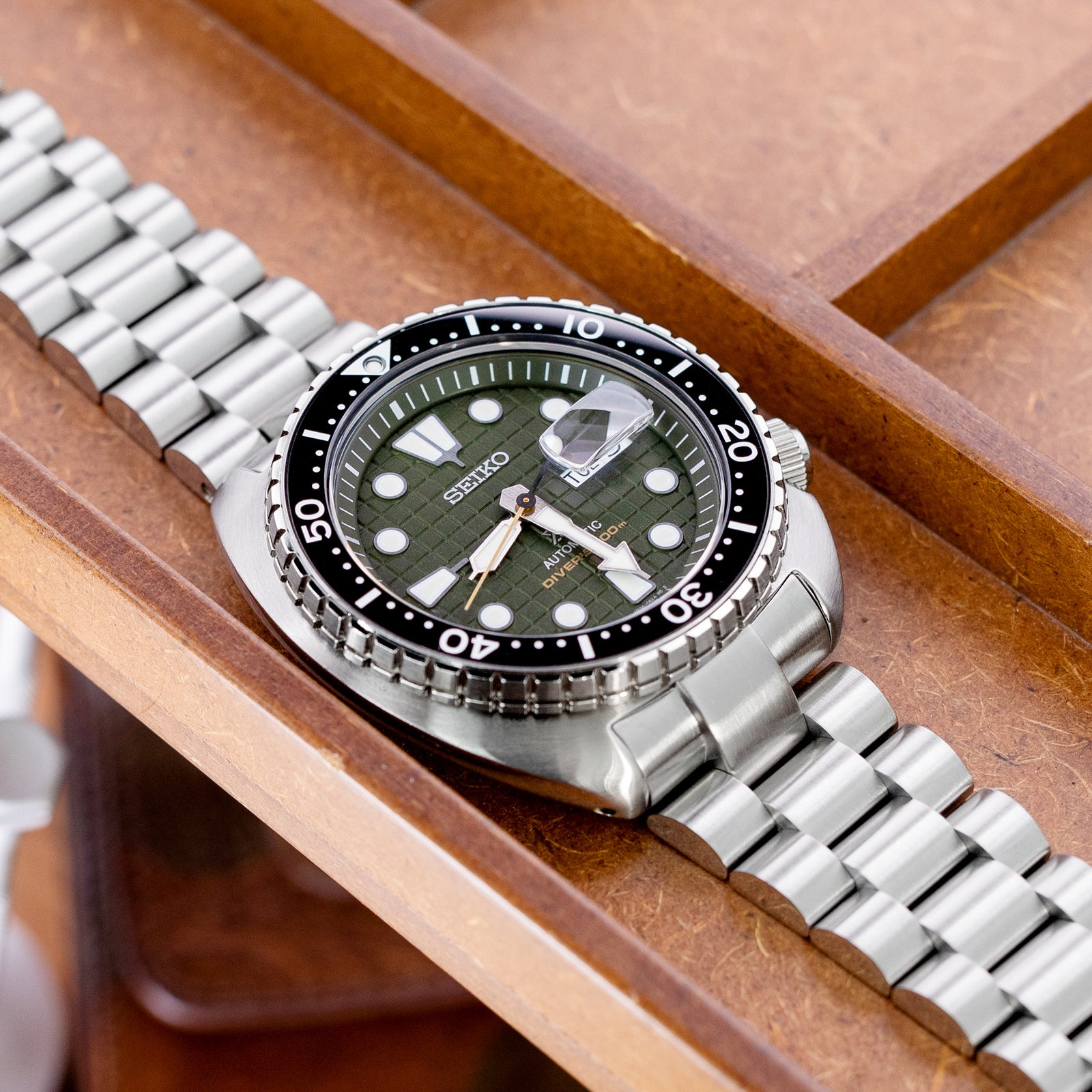 22mm Endmill Watch Band compatible with Seiko New Turtles SRP777 & PADI SRPA21, 316L Stainless Steel V-Clasp Brushed